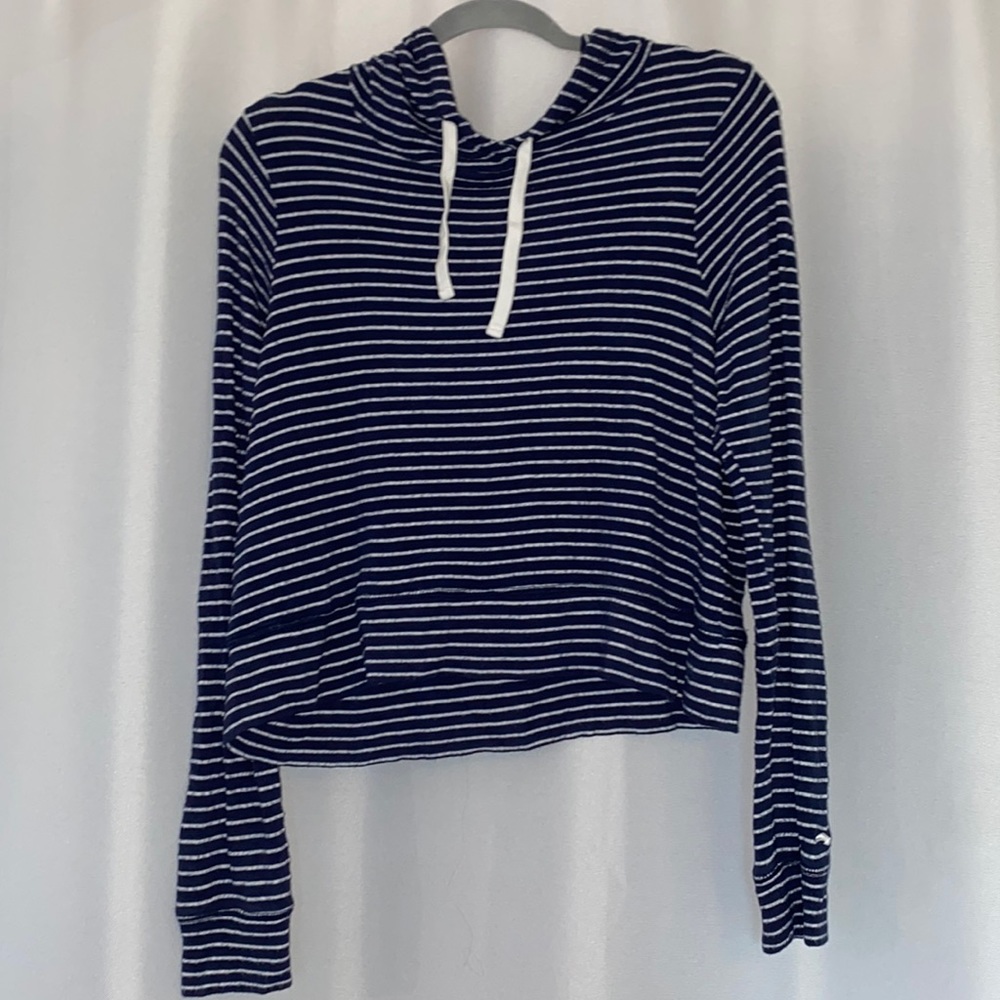 Navy Striped Hooded Long Sleeve